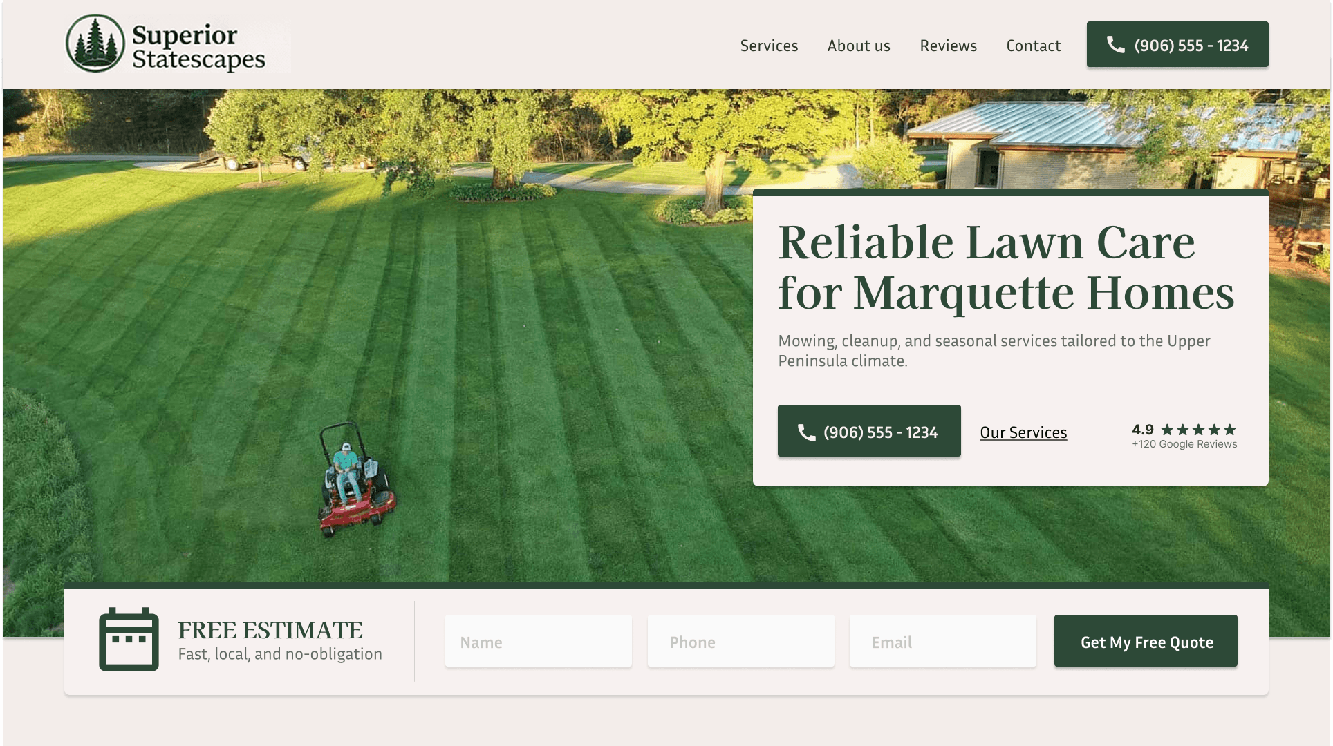 Marquette Lawn Care Website