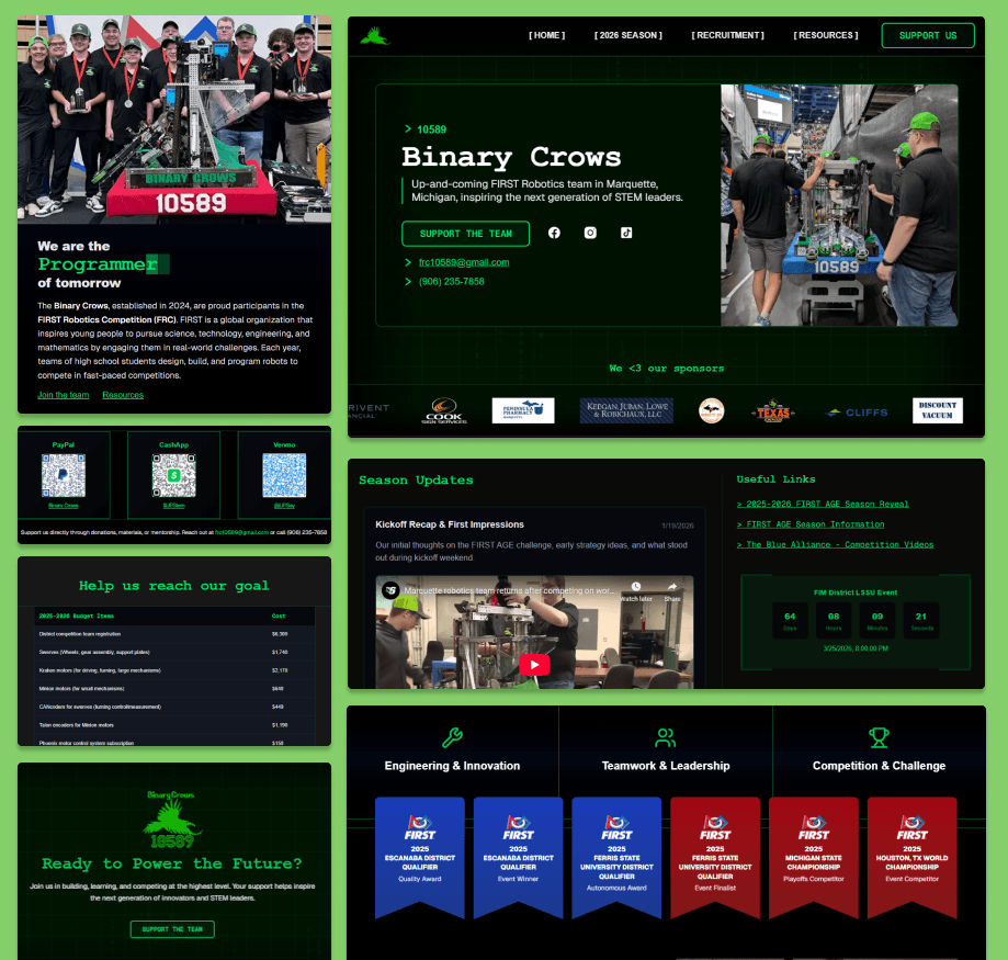 Binary Crows website blog showcase